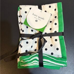 NWT pack of 4 Kate Spade x Target Dinner Napkins white with black polka dots